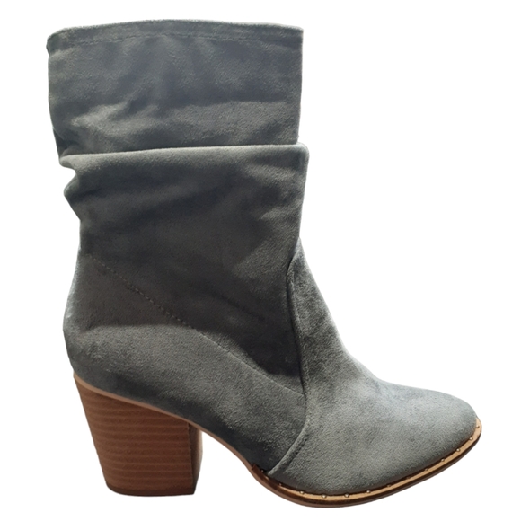 Charlie Paige Women's Size 6 Slouchy Vegan Suede Ankle Boot Chunky Heel Gray - Picture 4 of 7